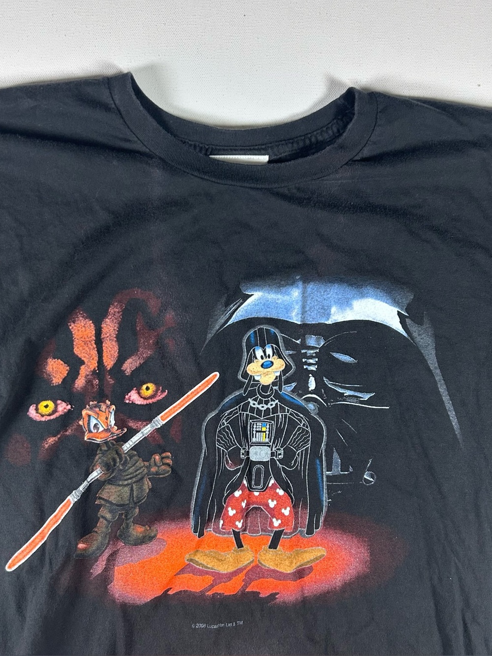 Disney Mens Vintage Black Star Wars Mickey Darth Vader Donald Maul Shirt XL 2008
